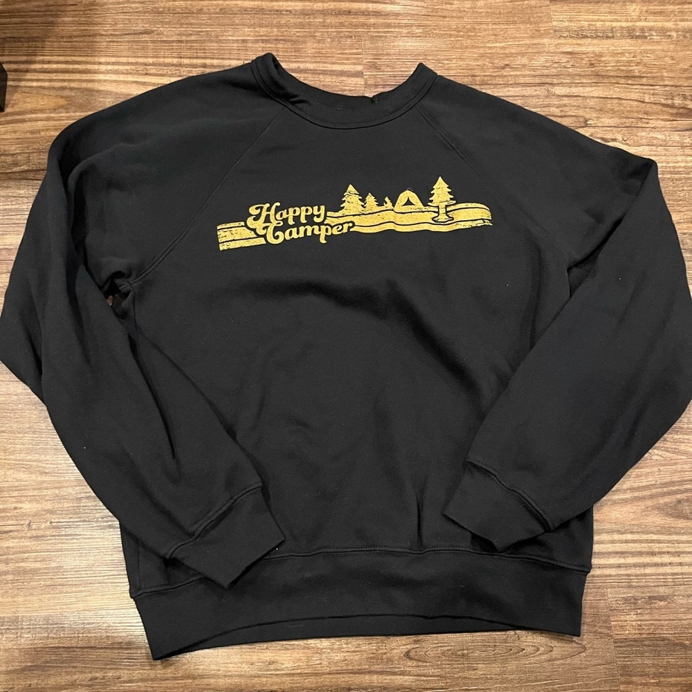 Women’s size L Black Ole. Happy Camper Sweater